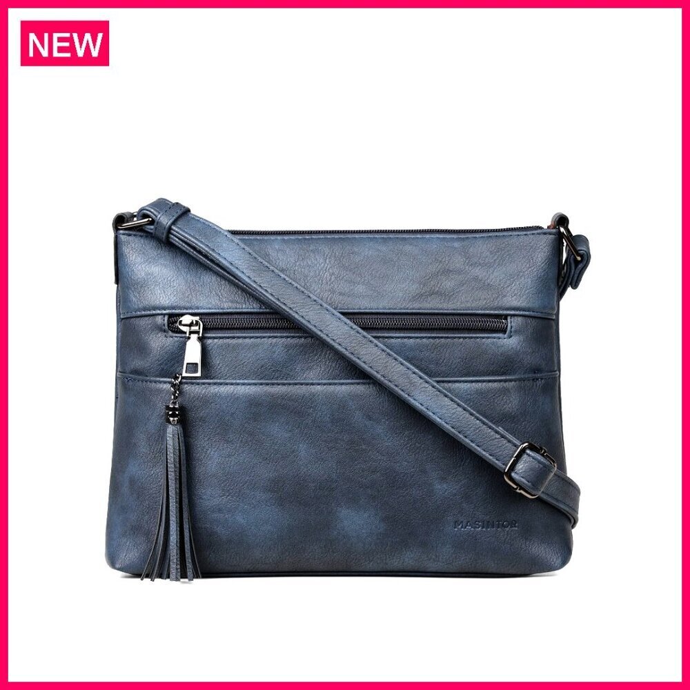 Lightweight Medium Crossbody Bag, Soft Leather Purse with Tassel